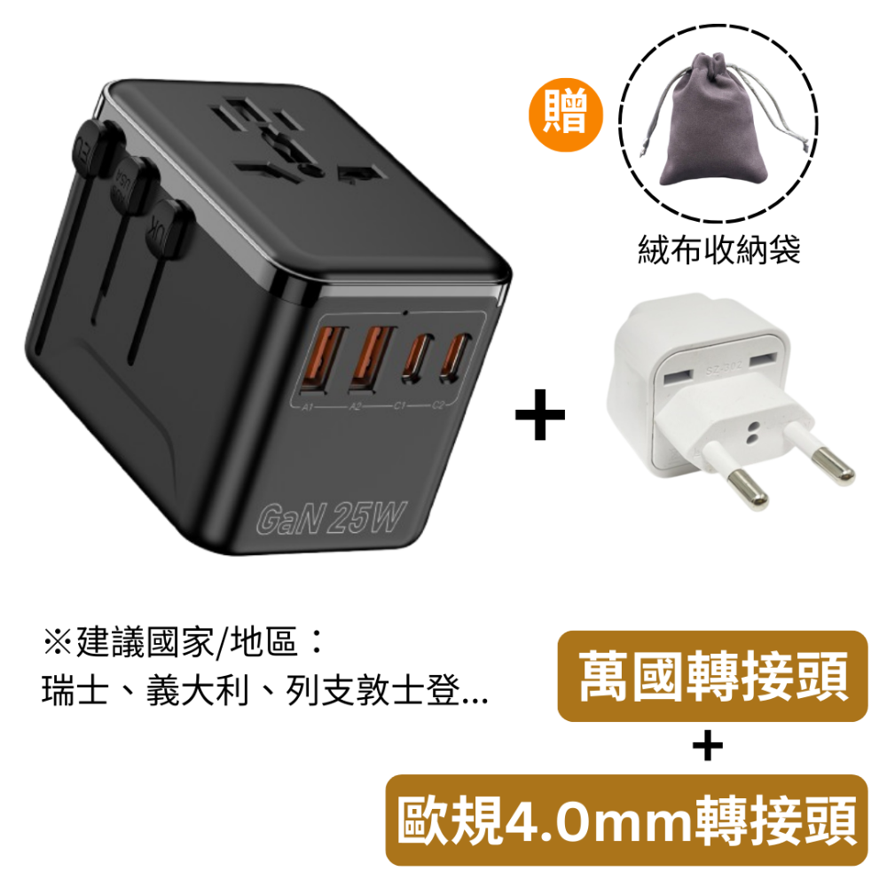 【悠悠趣】留學/出差外派/遊學轉接頭 💰自由配組合包 萬國轉接頭+英規/澳規/歐規大圓/歐規小圓純銅轉接頭 25W快充-規格圖9