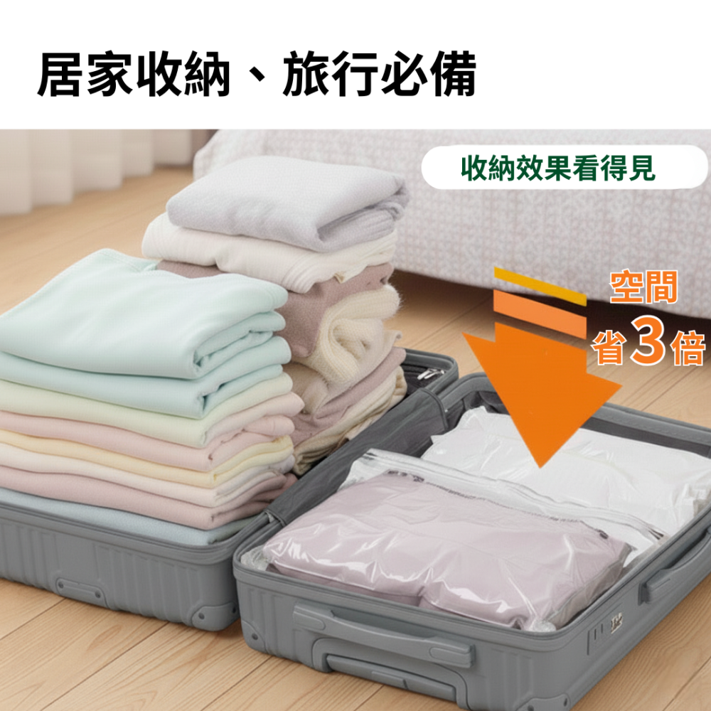 【悠悠趣】真空壓縮袋 行李箱衣物收納 免抽氣 真空收納袋 衣物收納袋 真空袋 出國收納 氣閥袋 手捲袋 壓縮袋 棉被袋-細節圖6