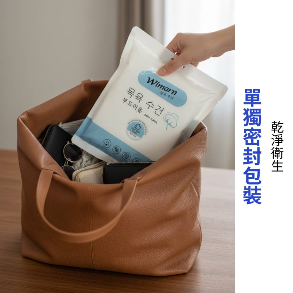 【悠悠趣】韓國Wimarn一次性浴巾 拋棄式毛巾 旅行毛巾 珍珠紋 加厚柔軟 獨立包裝 韓國維曼 毛巾組 毛巾 免洗浴巾-細節圖9