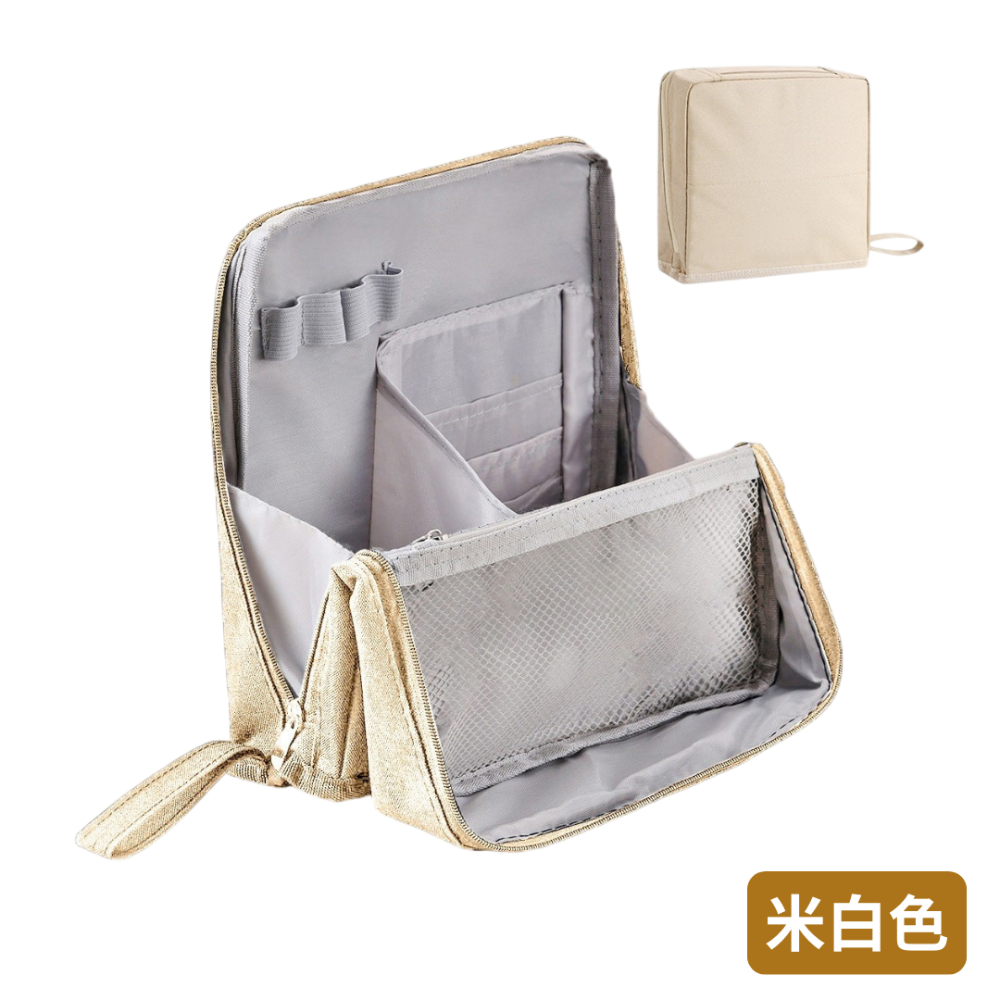 【悠悠趣】站立式化妝包 刷具包 大容量化妝包 磁吸式 放手機 彩妝收納包 旅行便攜化妝包 手提化妝包 隨身化妝包 盥洗包-規格圖9