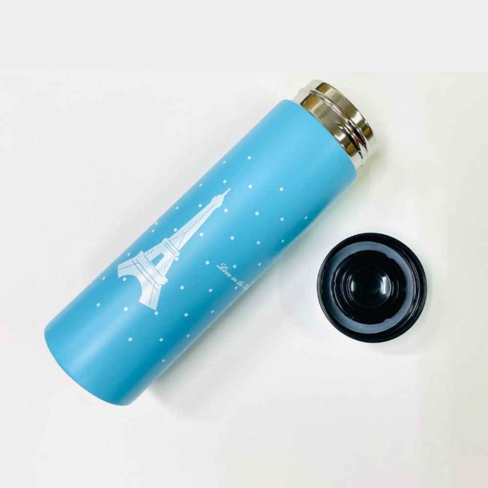 【悠悠趣】保溫瓶 304不鏽鋼 220ml保溫瓶 艾菲爾鐵塔保溫瓶 水藍色保溫杯 水壺 環保杯 SGS認證-細節圖3
