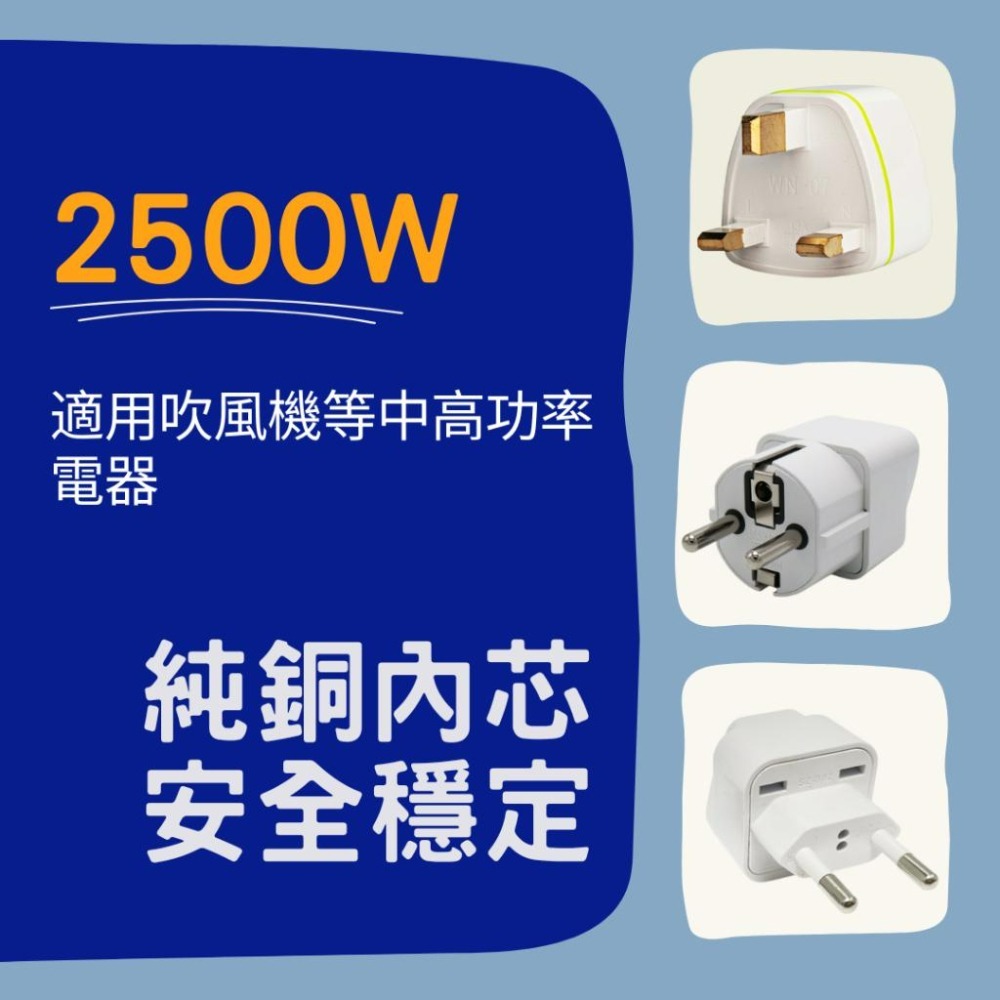 【悠悠趣】歐洲轉接頭 💰超值組合包 涵蓋全歐洲 歐規大圓+歐規小圓+英規+絨布收納袋 純銅內芯 2500W 歐遊跨國-細節圖6