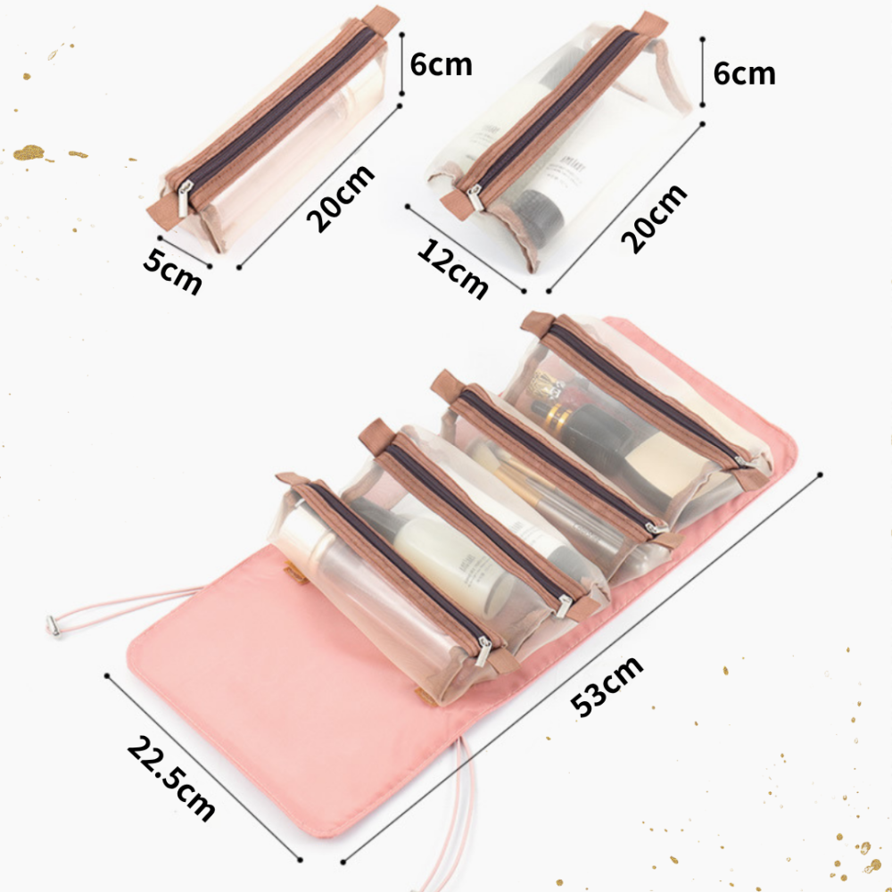 【悠悠趣】可拆卸化妝包 手卷化妝包 四合一折疊 魔鬼氈黏貼 分類收納 隨身化妝包 可拆式 洗漱包 旅遊收納 外出化妝-細節圖5