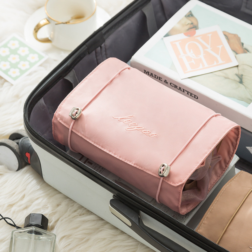 【悠悠趣】可拆卸化妝包 手卷化妝包 四合一折疊 魔鬼氈黏貼 分類收納 隨身化妝包 可拆式 洗漱包 旅遊收納 外出化妝-細節圖9