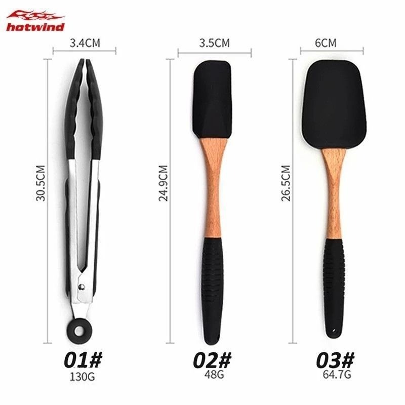 【質感烹飪烘焙用具】8入半木柄矽膠廚具套裝,不沾鍋耐高溫烹飪烘焙用具,蛋糕製作攪拌器組-細節圖4