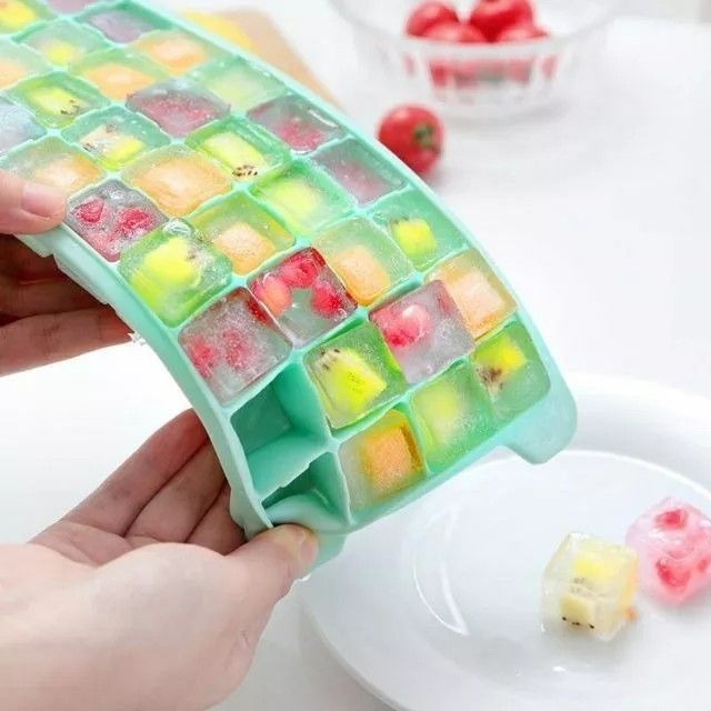【矽膠製冰模具】36格附蓋食品級矽膠立方製冰盒,自製冰塊模具,嬰幼兒家用水果製冰器-細節圖5