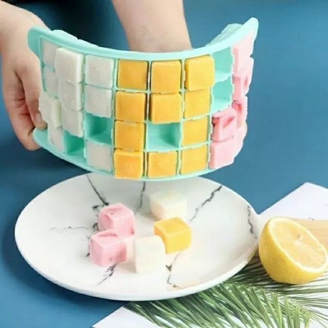 【矽膠製冰模具】36格附蓋食品級矽膠立方製冰盒,自製冰塊模具,嬰幼兒家用水果製冰器-細節圖8