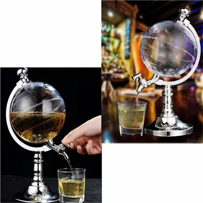 【地球儀分酒器】球型飲料果汁分配器 溫馨酒吧水龍頭啤酒機 酒桶調酒用具 1 公升-細節圖2