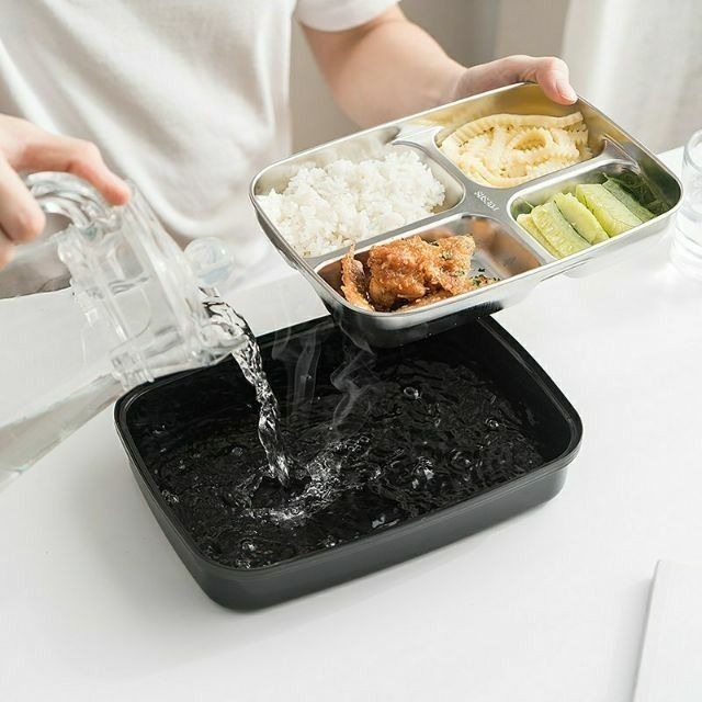 【不鏽鋼保溫便當盒】韓國304不銹鋼保溫便當盒 學生分格長效保溫餐盒 露營旅遊簡約食堂飯盒 三格送保溫袋、餐具-細節圖5