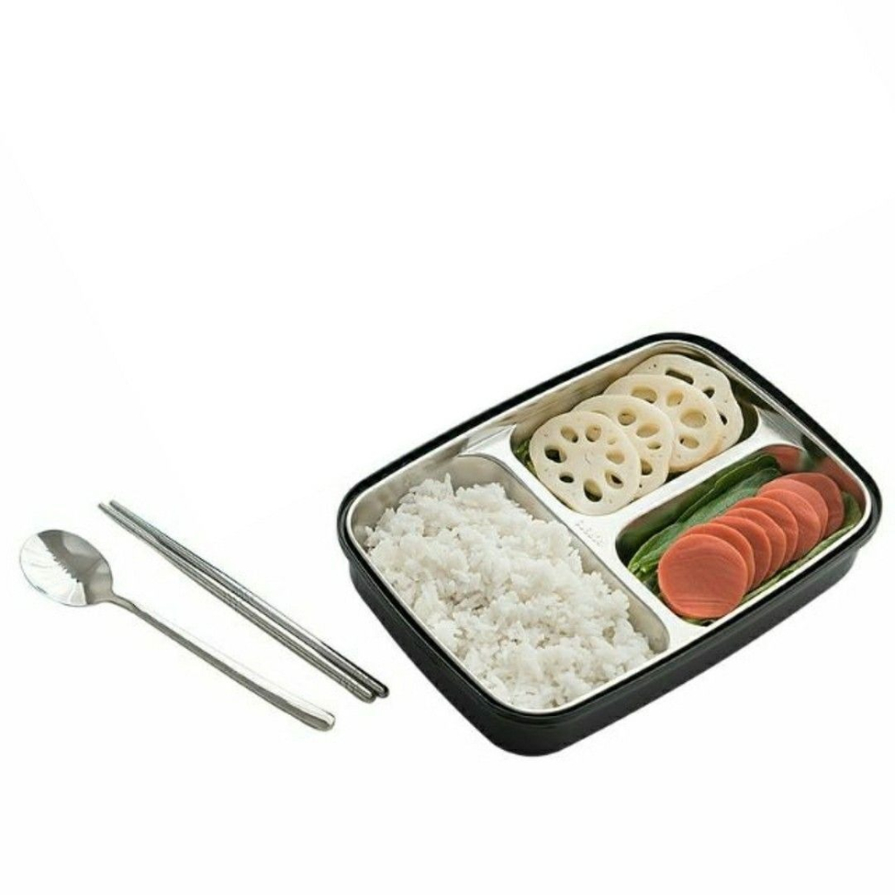 【不鏽鋼保溫便當盒】韓國304不銹鋼保溫便當盒 學生分格長效保溫餐盒 露營旅遊簡約食堂飯盒 三格送保溫袋、餐具-細節圖6