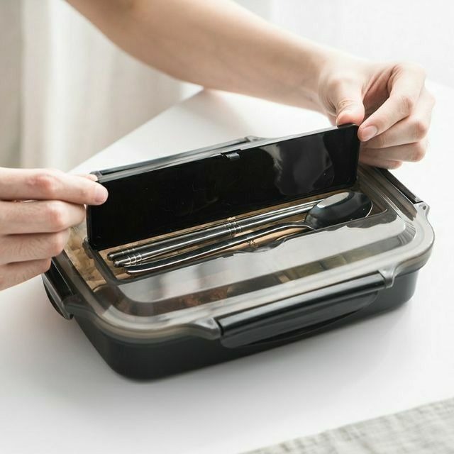 【不鏽鋼保溫便當盒】韓國304不銹鋼保溫便當盒 學生分格長效保溫餐盒 露營旅遊簡約食堂飯盒 三格送保溫袋、餐具-細節圖7