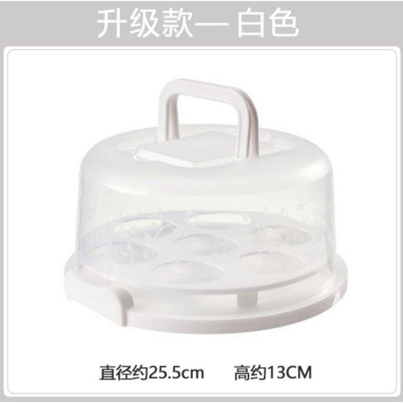 【多功能食品隔絕收納盒】手提便攜8吋透明生日蛋糕盒,家用烘焙圓形水果保鮮盒,蛋塔甜點點心收納盒-規格圖4