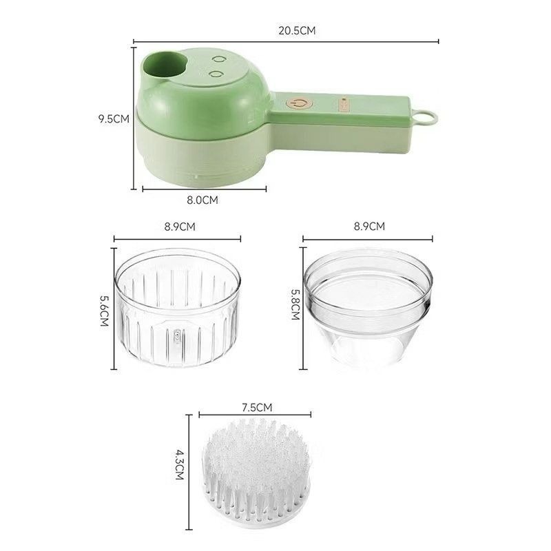 【手持式電動蔬菜切碎機】多合一,廚房料理蔬菜切割機,多功能調理攪拌機,不鏽鋼削皮刀,綠色-細節圖7