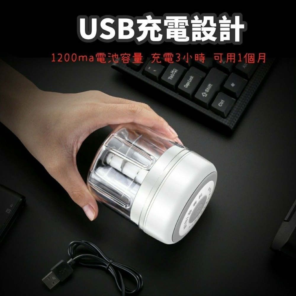 【無線便攜電動料理機】USB充電100ml雙刀片搗蒜絞碎器 廚房烘焙食材攪拌機 副食品調理機 肉類蔬菜研磨機-細節圖4