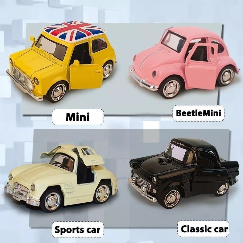 【BeetleMini復古模型車】復古鋅合金甲殼蟲Q版老爺車模型玩具 可雙開門兒童汽車遊戲擺設 居家裝飾擺件-細節圖2