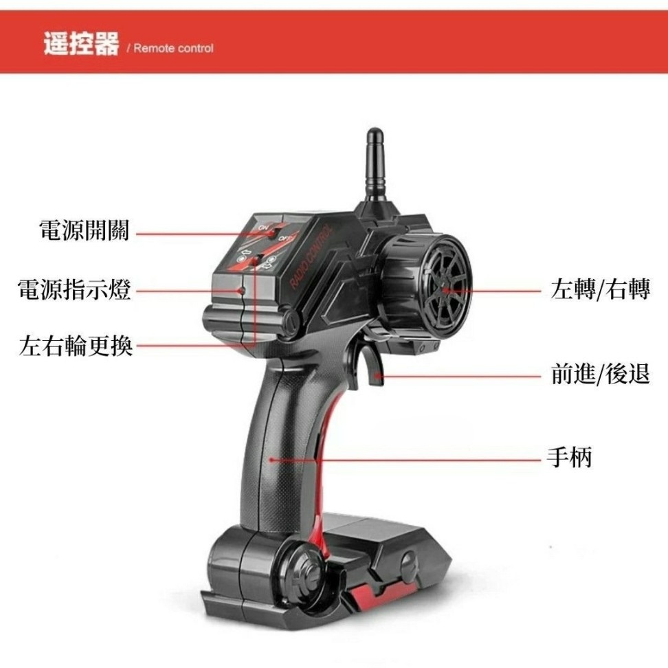 【越野漂移攀爬車】高速2.4G無線遙控車玩具 耐撞耐摔USB充電越野車 手槍握把遙控器攀岩車 汽車模型 紅色-細節圖7