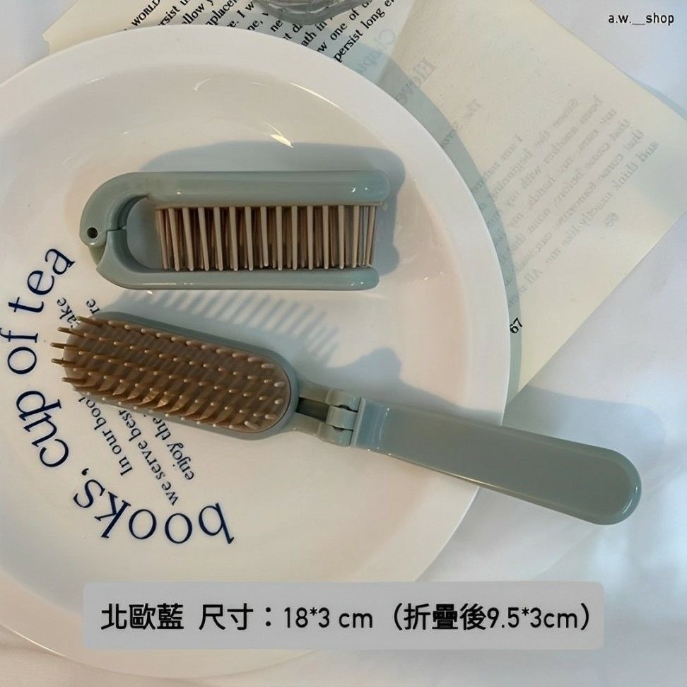 【北歐折疊軟齒口袋旅行梳子】美髮防靜電頭髮美容器,摺疊隨身梳,外出輕便女生扁梳-細節圖3