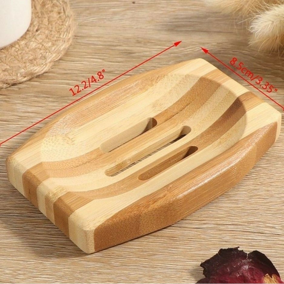 【日式天然竹木香皂架】簡約竹木肥皂架,居家瀝水木頭皂盒,浴室 NT$89-細節圖3