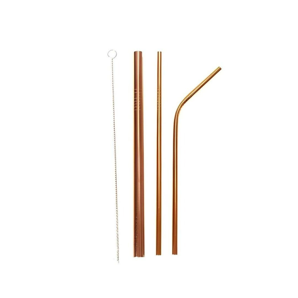 【304不鏽鋼環保吸管組】4入組,玫瑰金304不鏽鋼環保吸管組,金屬彎頭粗細吸管組合-細節圖3