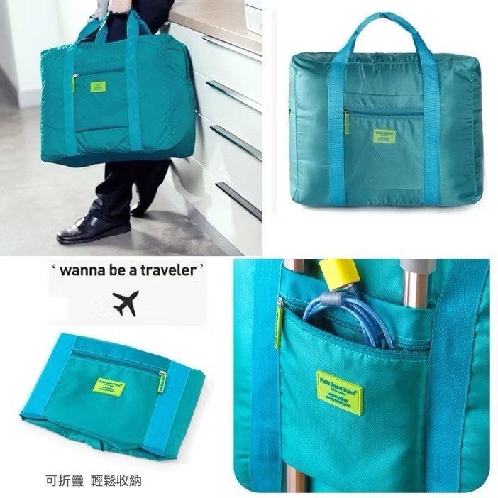 【折疊式旅行行李箱收納包】大容量旅行箱收納袋,出國行李箱拉桿包,摺疊手提包,藏青色/藍綠色/玫紅色-細節圖2