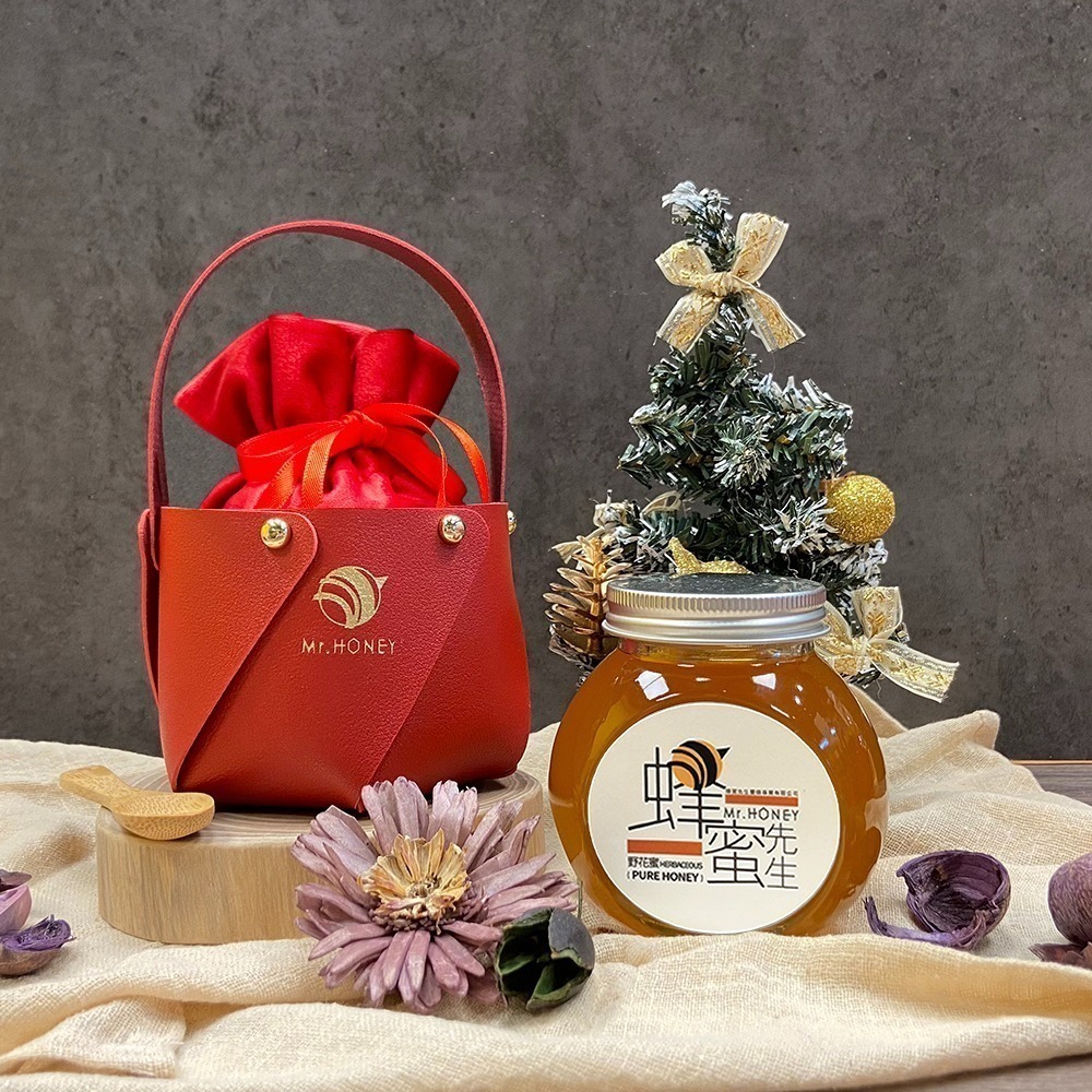 紅色皮質提籃+紅色絨布袋+木湯匙