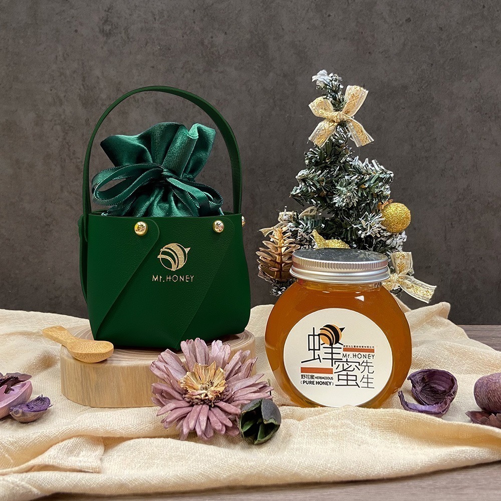 綠色皮質提籃+綠色絨布袋+木湯匙