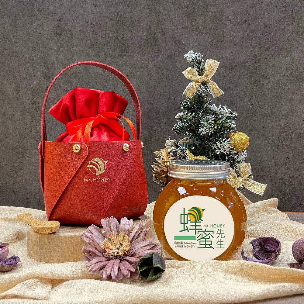 紅色皮質提籃+紅色絨布袋+竹湯匙