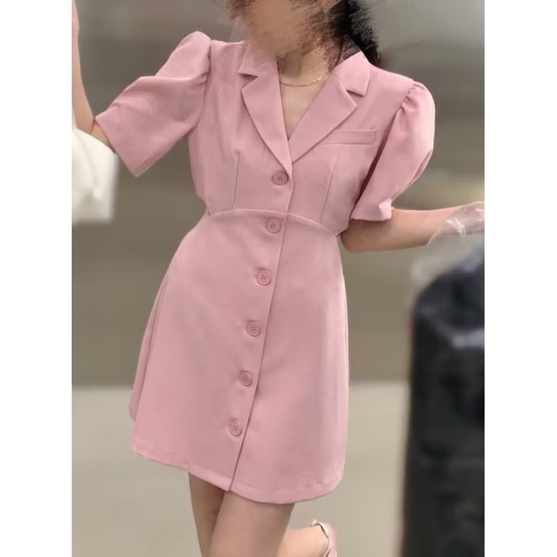 全新兩側挖洞洋裝裙-粉-細節圖2