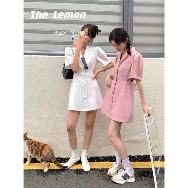 全新兩側挖洞洋裝裙-粉-細節圖3