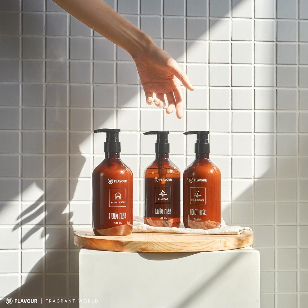 🍀有發票🍀FLAVOUR 角蛋白氨基酸洗髮精 角蛋白氨基酸潤髮乳 積雪草氨基酸沐浴乳 500ml 木質麝香調-細節圖4