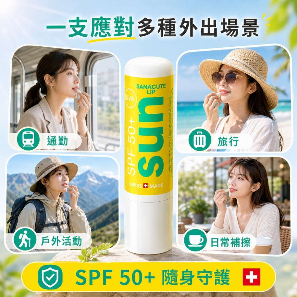 瑞士SANACUTE珊可怡 晴護潤唇膏 SPF 50+-細節圖3