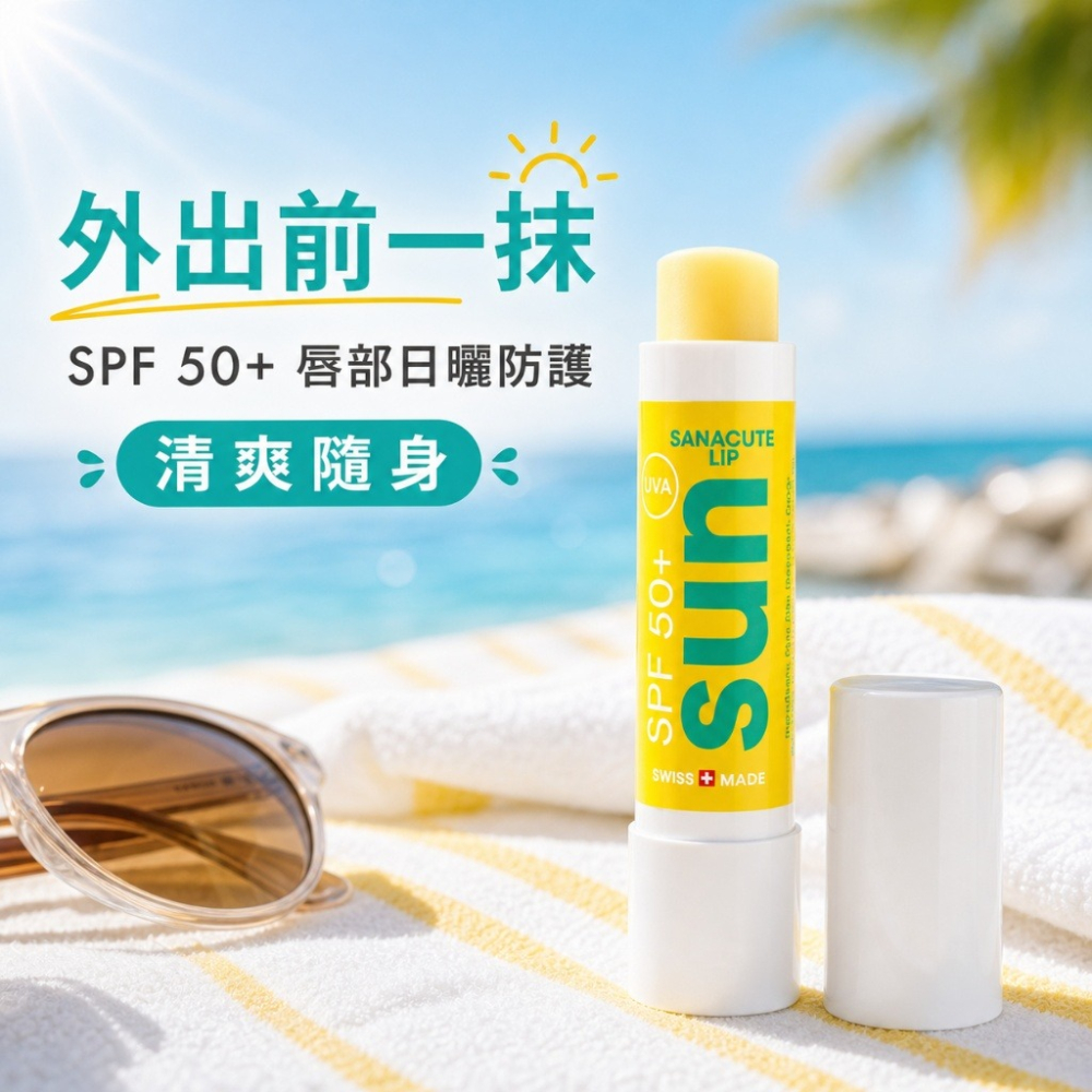 瑞士SANACUTE珊可怡 晴護潤唇膏 SPF 50+-細節圖4