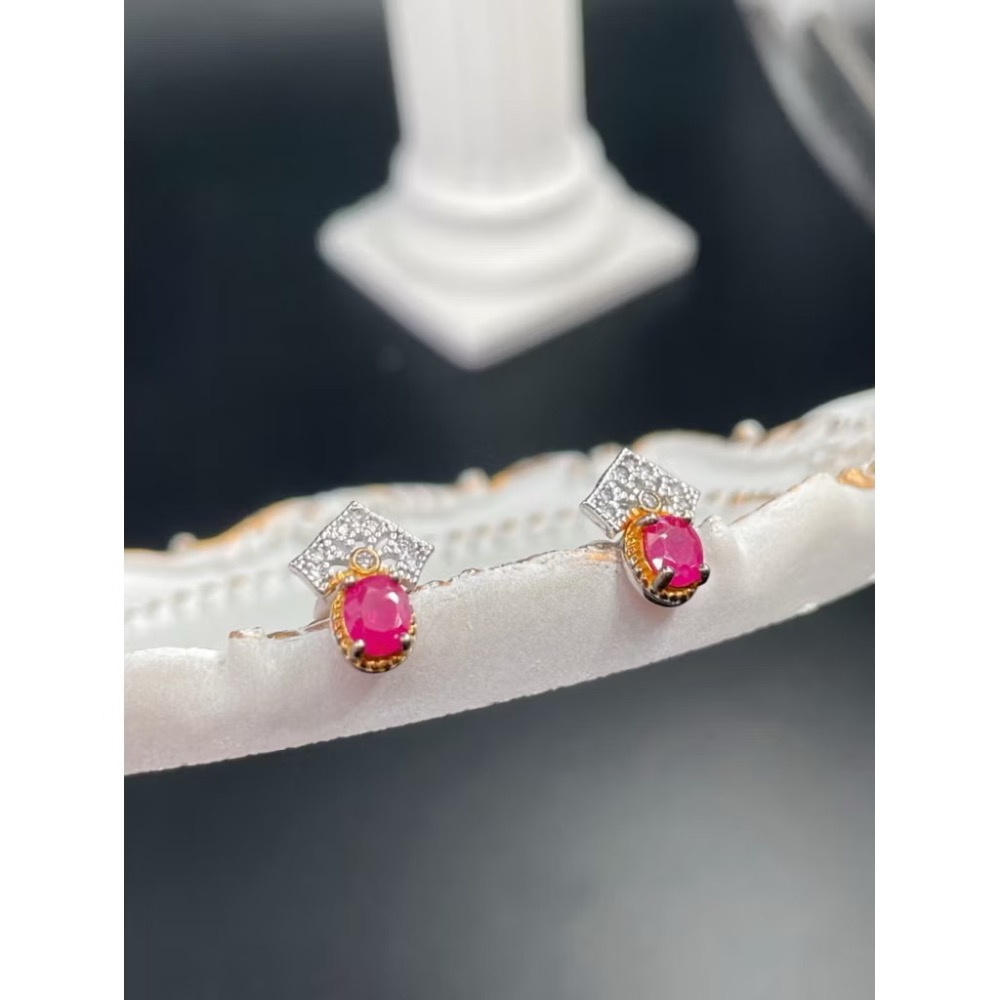 LEROY JEWELRY 樂花精品珠寶 ［璀璨紅韻 - RUBY 紅寶石耳環]-細節圖2