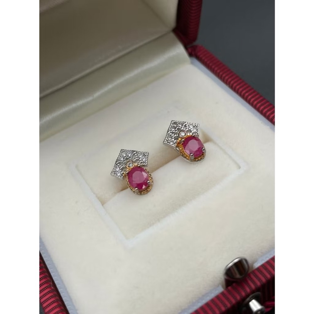 LEROY JEWELRY 樂花精品珠寶 ［璀璨紅韻 - RUBY 紅寶石耳環]-細節圖5