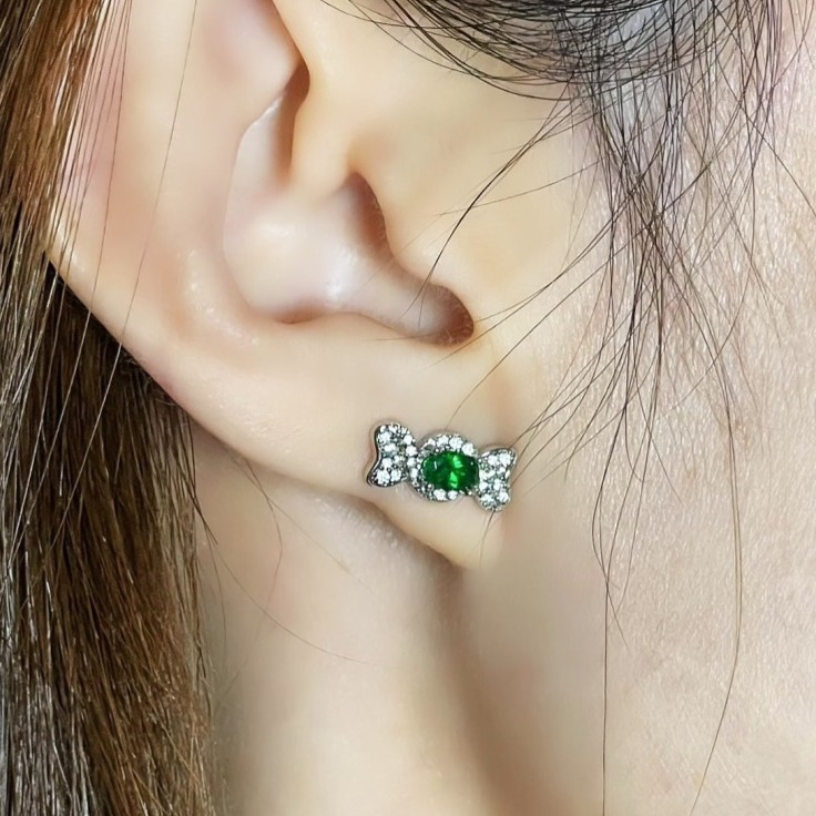 LEROY JEWELRY 樂花精品珠寶 綠漾耳韻︱沙佛萊蝴蝶結耳環-細節圖2