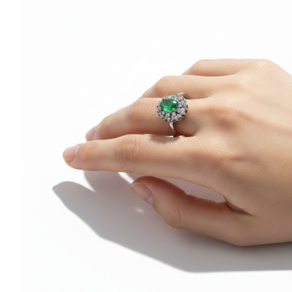 LEROY JEWELRY 樂花精品珠寶 翠綠奢華︱沙佛萊石戒指-細節圖2