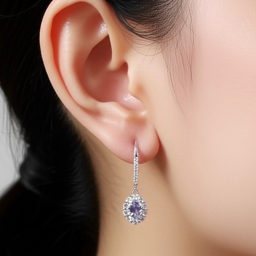 LEROY JEWELRY 樂花精品珠寶-｜Leroy・澄藍語境 ✦堇青石耳環-細節圖2