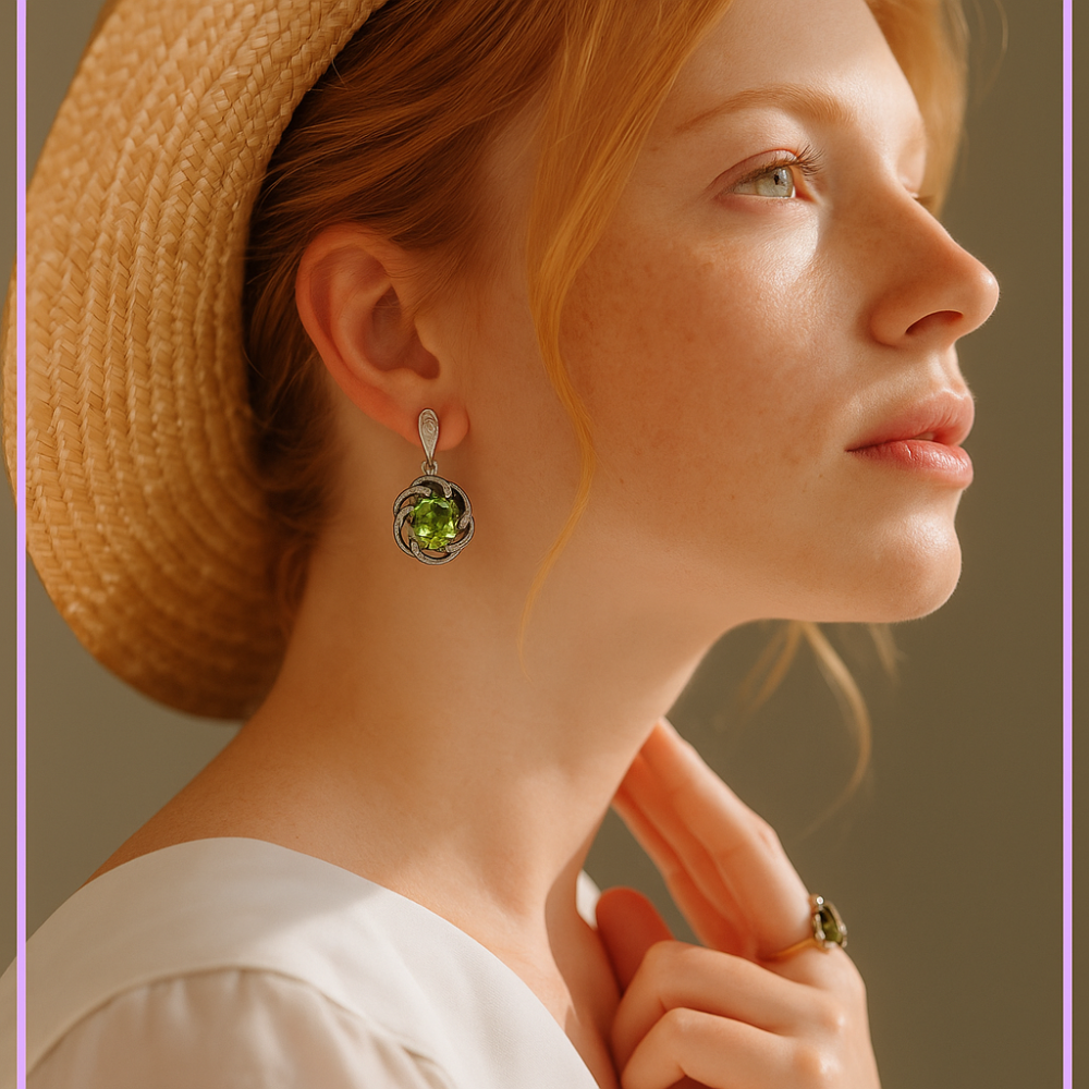 LEROY JEWELRY 樂花精品珠寶-｜Leroy・城市綠光 ✧橄欖石耳環-細節圖9