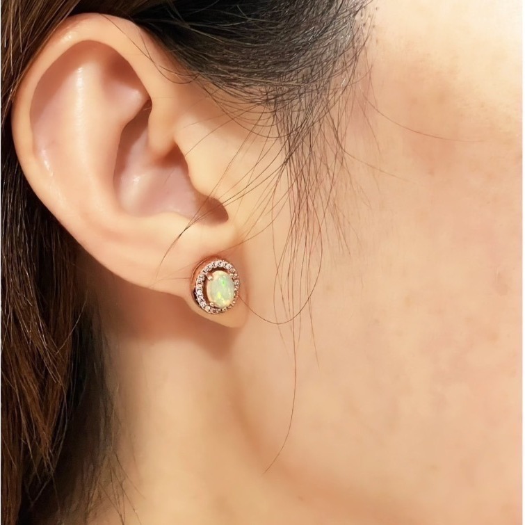 LEROY JEWELRY 樂花精品珠寶 流光幻彩︱蛋白石耳環-細節圖2