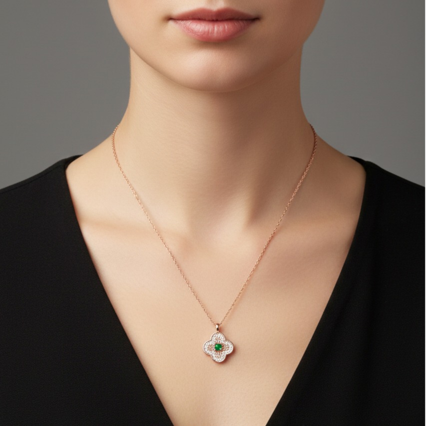 LEROY JEWELRY 樂花精品珠寶 翠心花影︱翡翠項鍊-細節圖2