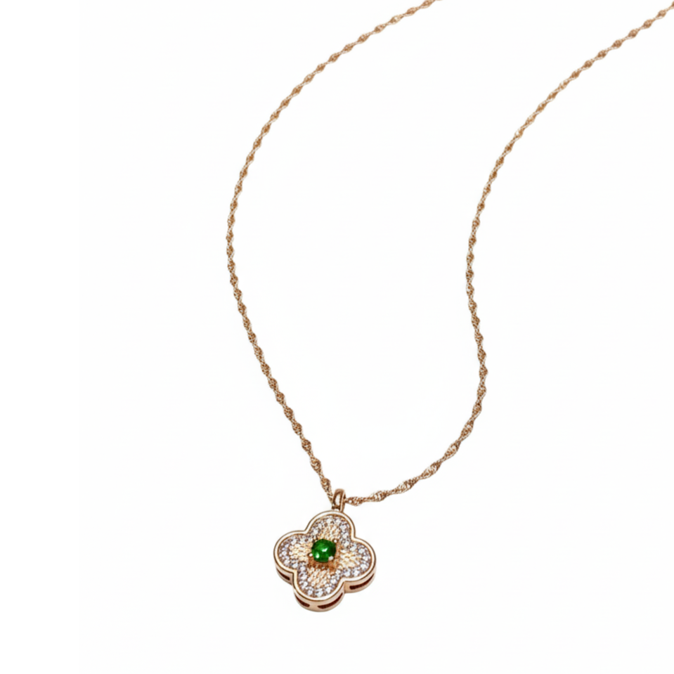 LEROY JEWELRY 樂花精品珠寶 翠心花影︱翡翠項鍊-細節圖3