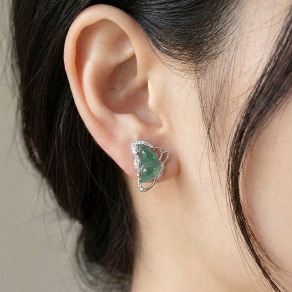 LEROY JEWELRY 樂花精品珠寶 靜羽之境︱蝴蝶翡翠耳環-細節圖2