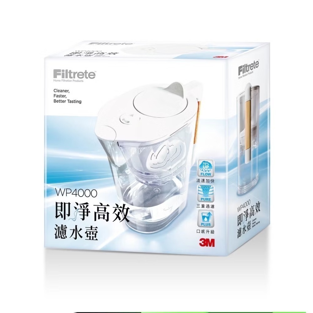 【全新原廠公司貨】3M WP4000 即淨高效濾水壺(一壺一心)特惠組 (濾淨軟水 一次搞定 含濾心/濾芯 )-細節圖2