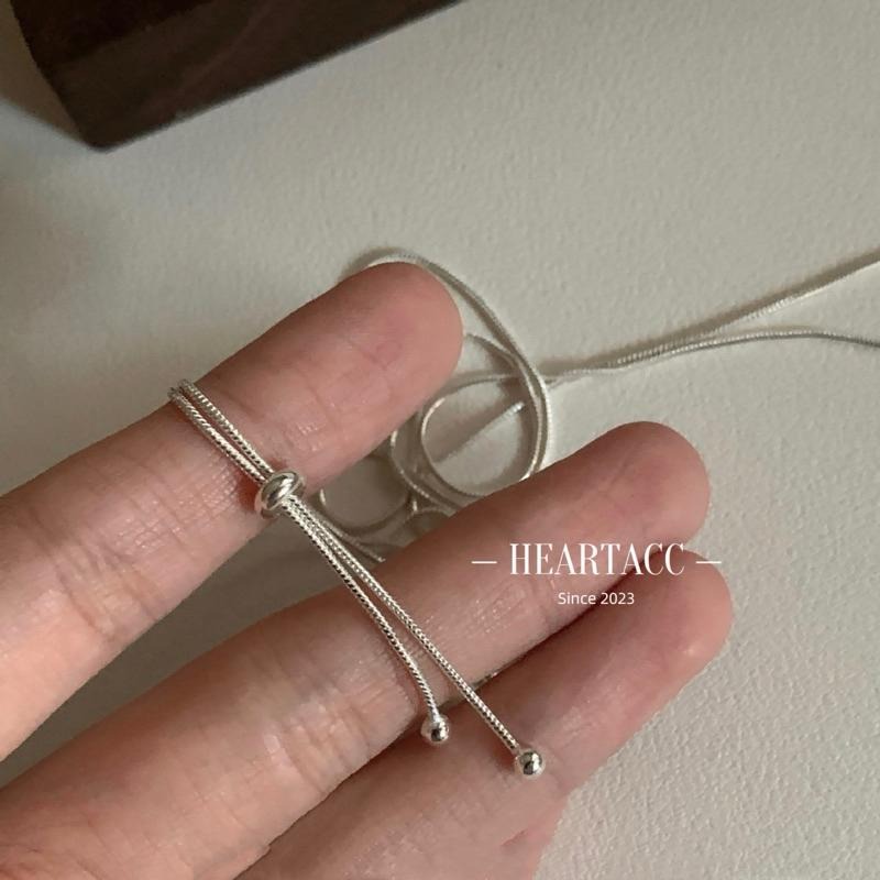 心飾Acc🇰🇷快速出貨「鈦鋼 圓珠抽繩長鍊 鈦鋼項鍊 簡約項鍊 毛衣鏈 調節項鍊 造型項鍊 韓國項鍊 韓國飾品-細節圖4