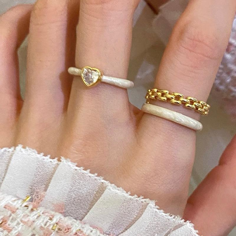 心飾Acc🇰🇷快速出貨「韓國飾品 法式滴釉愛心 / 雙層戒 開口戒 戒圍可調-細節圖2