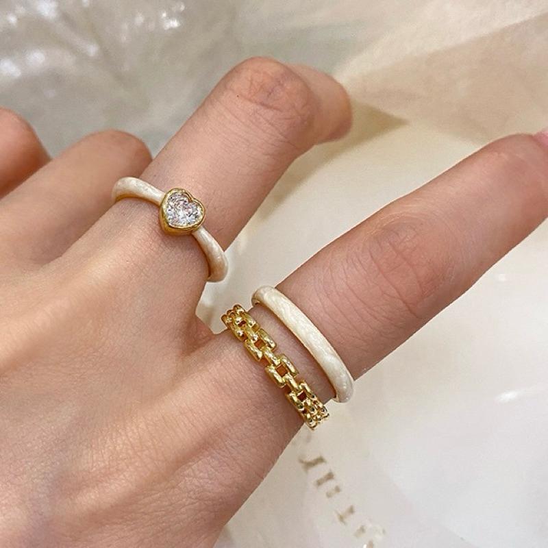 心飾Acc🇰🇷快速出貨「韓國飾品 法式滴釉愛心 / 雙層戒 開口戒 戒圍可調-細節圖3