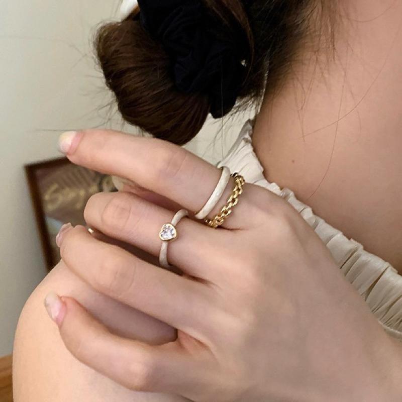 心飾Acc🇰🇷快速出貨「韓國飾品 法式滴釉愛心 / 雙層戒 開口戒 戒圍可調-細節圖4