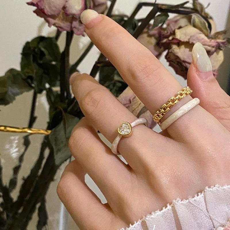 心飾Acc🇰🇷快速出貨「韓國飾品 法式滴釉愛心 / 雙層戒 開口戒 戒圍可調-細節圖5