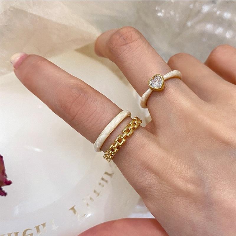 心飾Acc🇰🇷快速出貨「韓國飾品 法式滴釉愛心 / 雙層戒 開口戒 戒圍可調-細節圖6