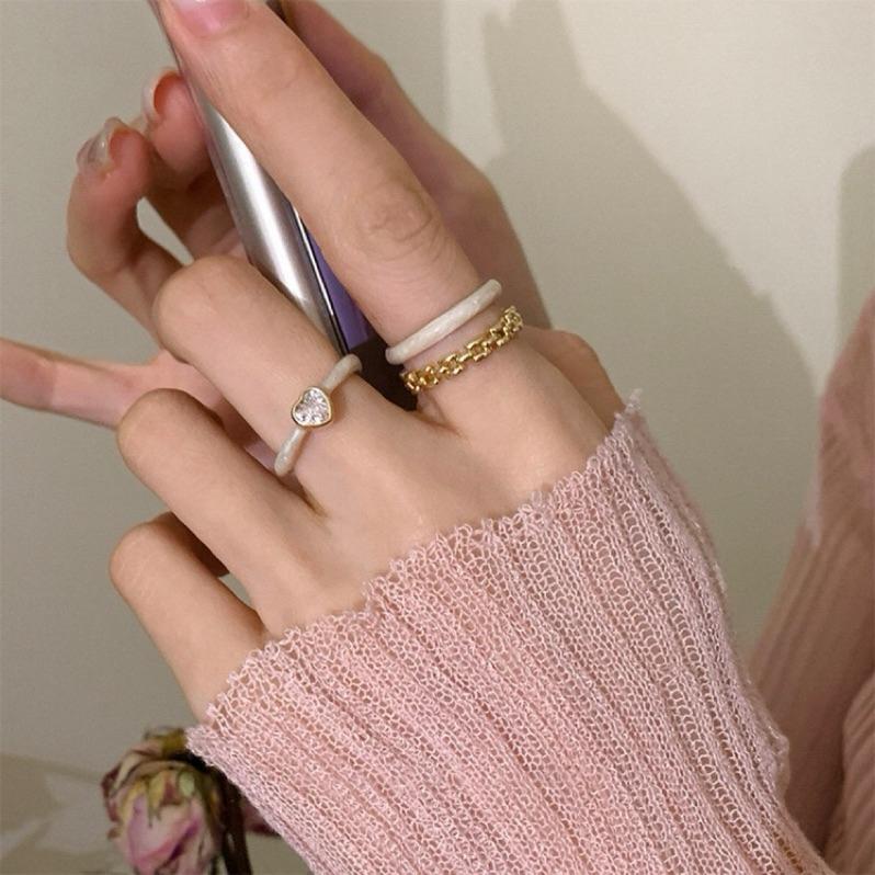 心飾Acc🇰🇷快速出貨「韓國飾品 法式滴釉愛心 / 雙層戒 開口戒 戒圍可調-細節圖7